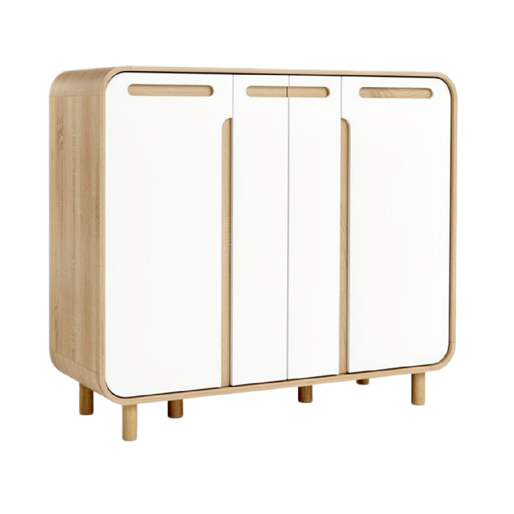 Moderne witte kast met houten accents