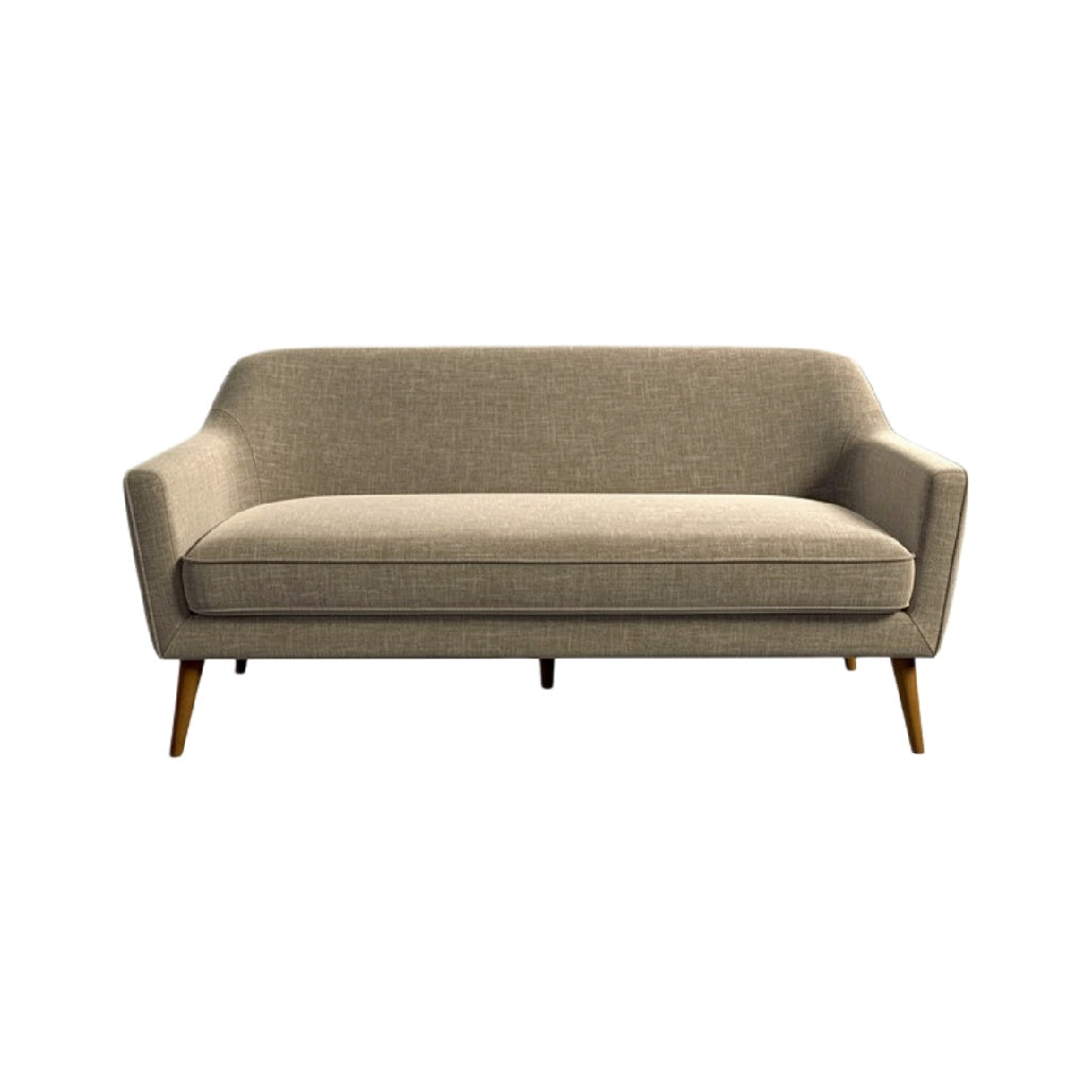 Moderne beige bank met houten poten