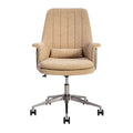 Moderne bureaustoel met wielen en kussen in beige stof